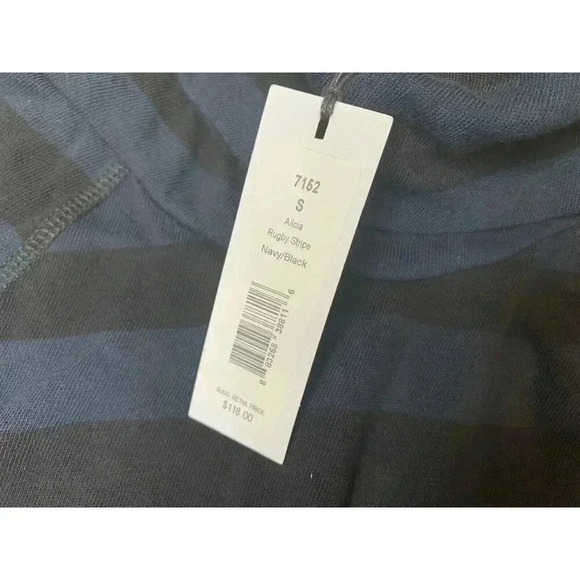 Michael Stars Alicia Rugby Stripe Cowl Neck Navy/Black Shirt Top Small NEW.  218 - Picture 4 of 4